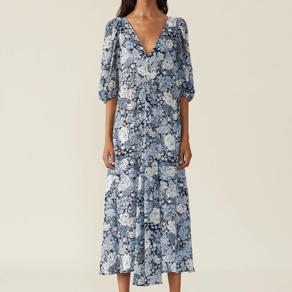 Ganni Dresses & Skirts - GANNI Elm Georgette Floral Print Midi Dress